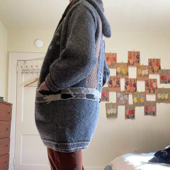 Vintage thick wool sweater coat - Picture 6 of 6